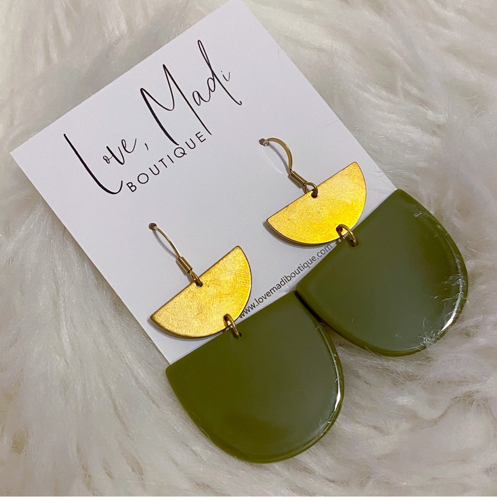 Olive & Gold Statement Earrings